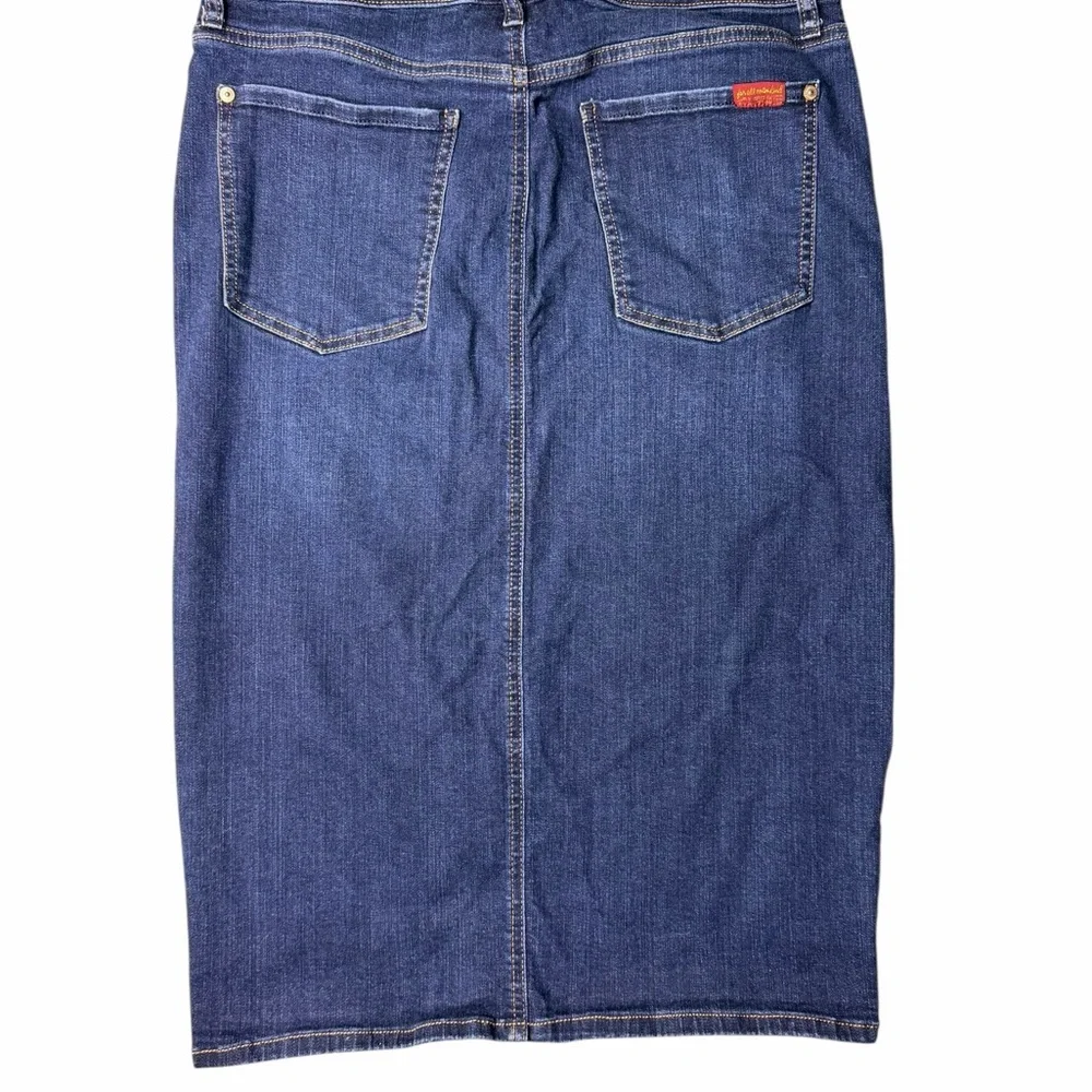 7 For All Mankind Dark Blue Denim Skirt - Picture 3 of 7